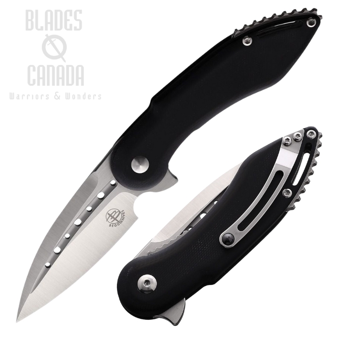 Begg Knives Mini Glimpse Flipper Folding Knife, D2 Satin, G10 Black, BG005